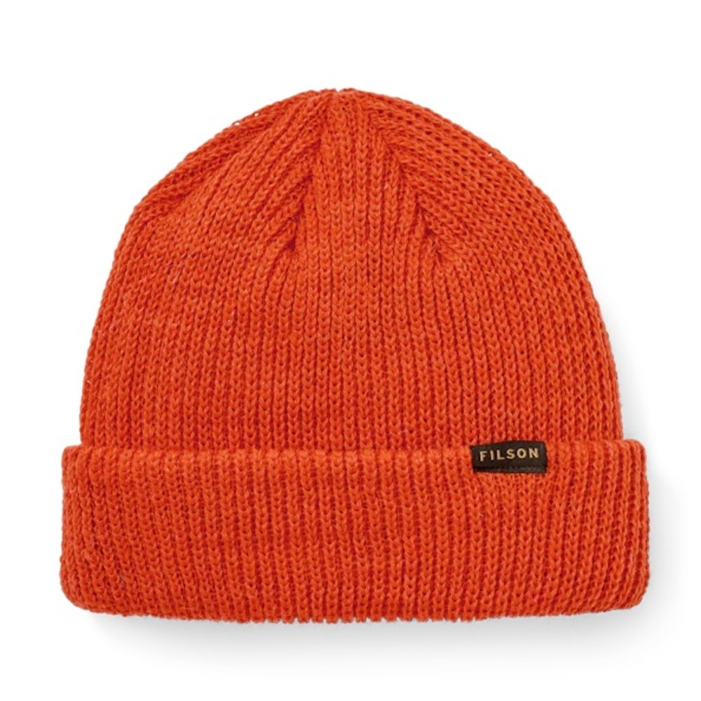 Filson Watch Cap Beanie - Flame (orange) - Made in USA - 100% virgin wool - New